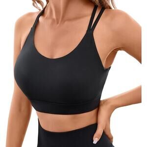 NWT ~ Women's Black High Support Yoga Criss Cross Back Sports Bra ~ Size LARGE